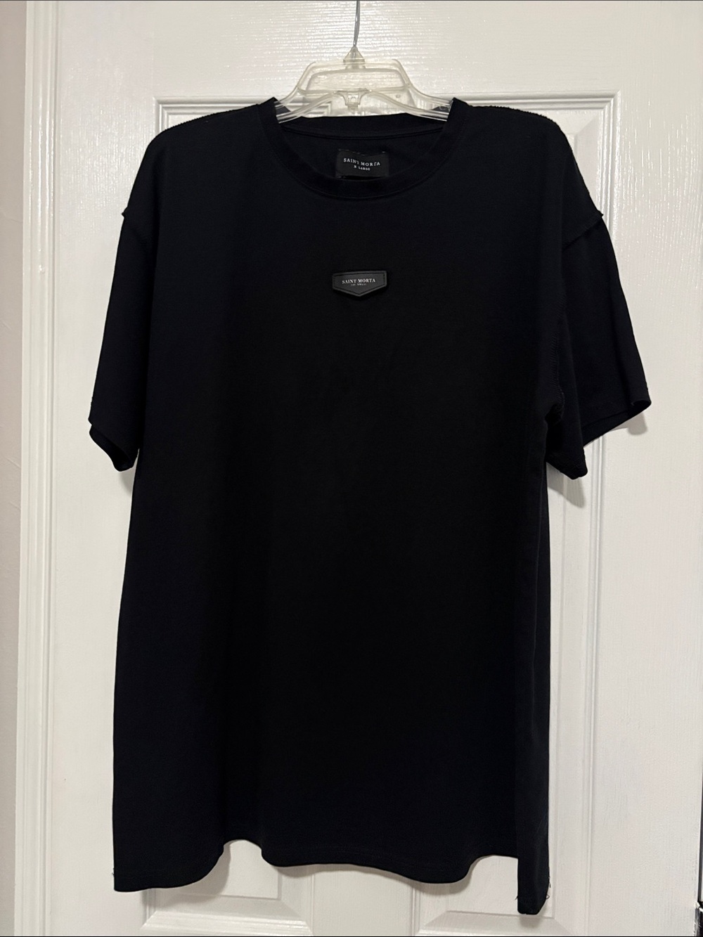 Saint Morta Black Short-Sleeve Crewneck Tee with Subtle Logo